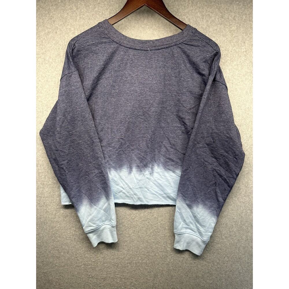 Sundown by Splendid Womens Sweater with Hair Tie Ombre Blue Cropped XL NWT - Picture 2 of 12